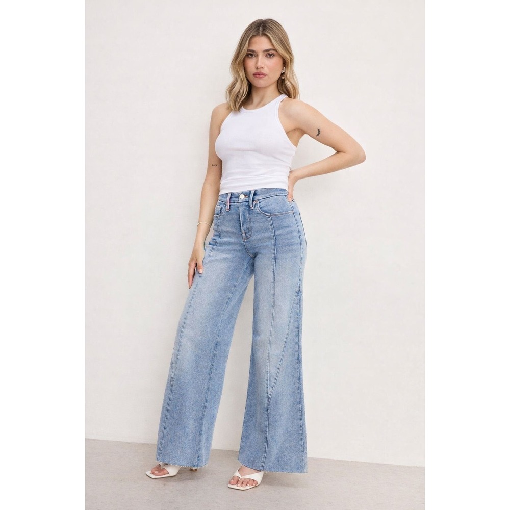 GOOD AMERICAN Good Petite Palazzo Jeans 20 High Rise Wide Leg GPPMSD15T-1957